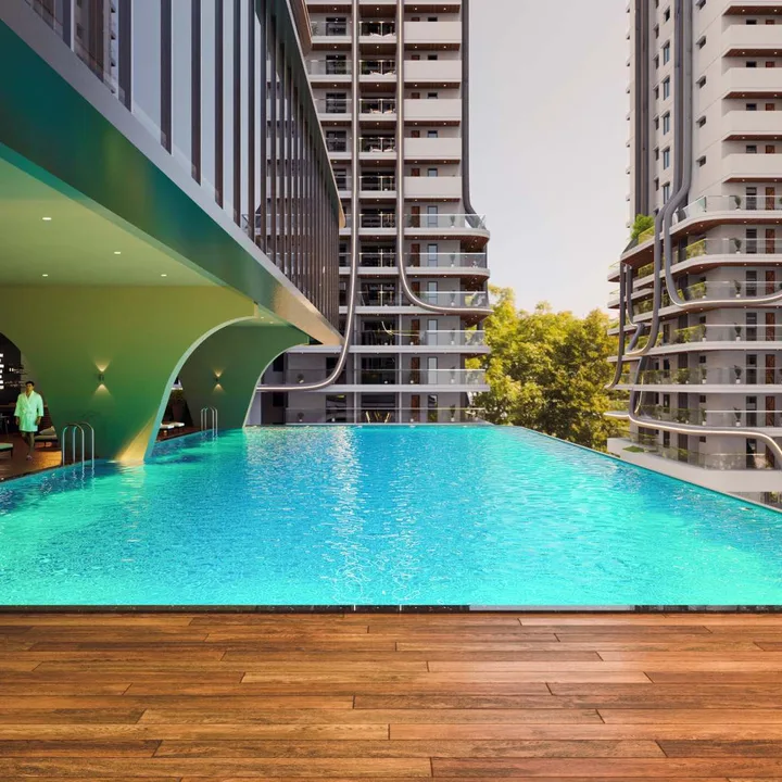 Fortune Suraj Bhan Grande temperature-controlled terrace swimming pool with timber deck Fortune Suraj Bhan Grande temperature-controlled terrace swimming pool with timber deck
